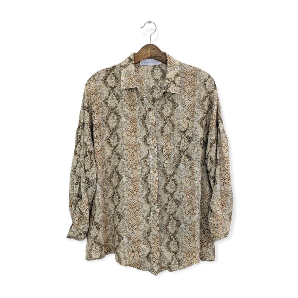 Big Waterblue Sky Snake Print Button Down Blouse
